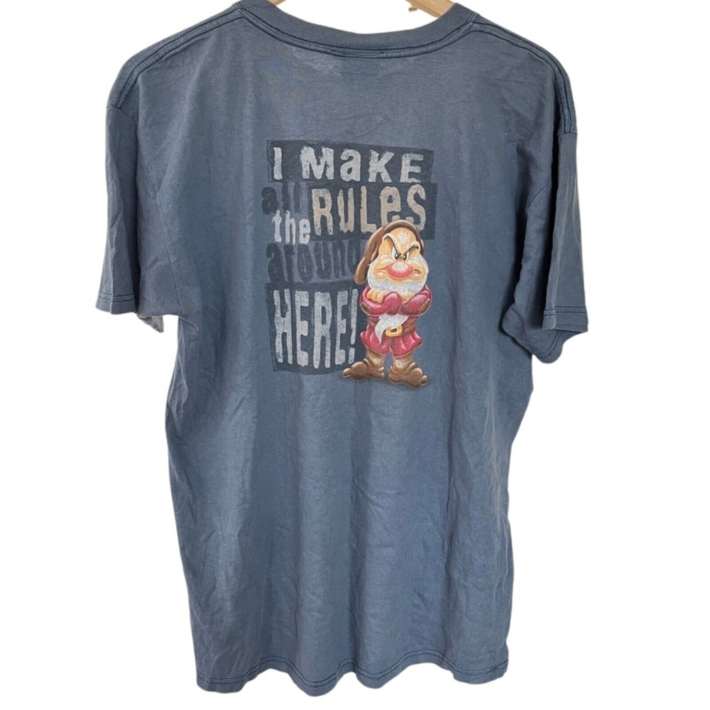 Vtg Disney Grumpy Graphic Tee Washed Out Blue Short Sleeve T-Shirt Adult Large
